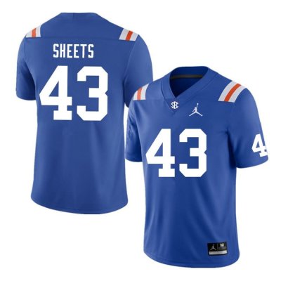 Men's Florida Gators #43 Jake Sheets NCAA Nike Blue Throwback Authentic Stitched College Football Jersey QQC8562UL